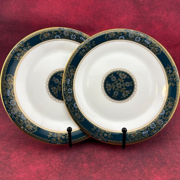 Royal Doulton Other - ROYAL DOULTON CARLYLE ENGLISH FINE BONE CHINA BREAD PLATES SET OF 2 FLORAL/GOLD